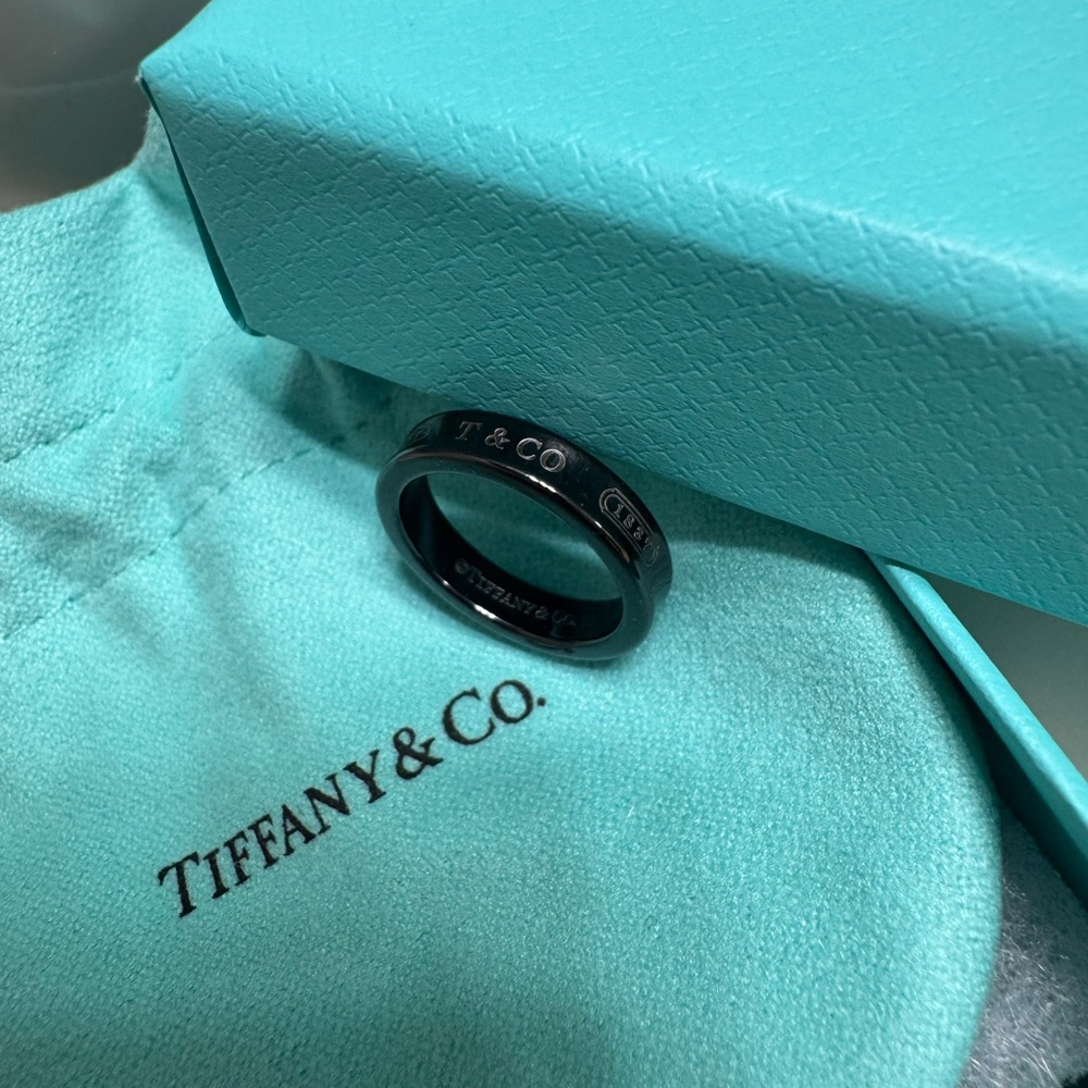Tiffany & Co. Titanium 1837 Ring with Engraved Logo